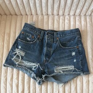 Levi's Blue Distressed Jean Shorts